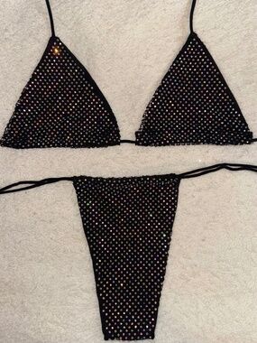 Sparkly Rhinestone Bikini Set Women's Swimwear in Large, Bling, Embellished, Hot